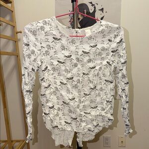 H&M Cream Top with Black Animal Print